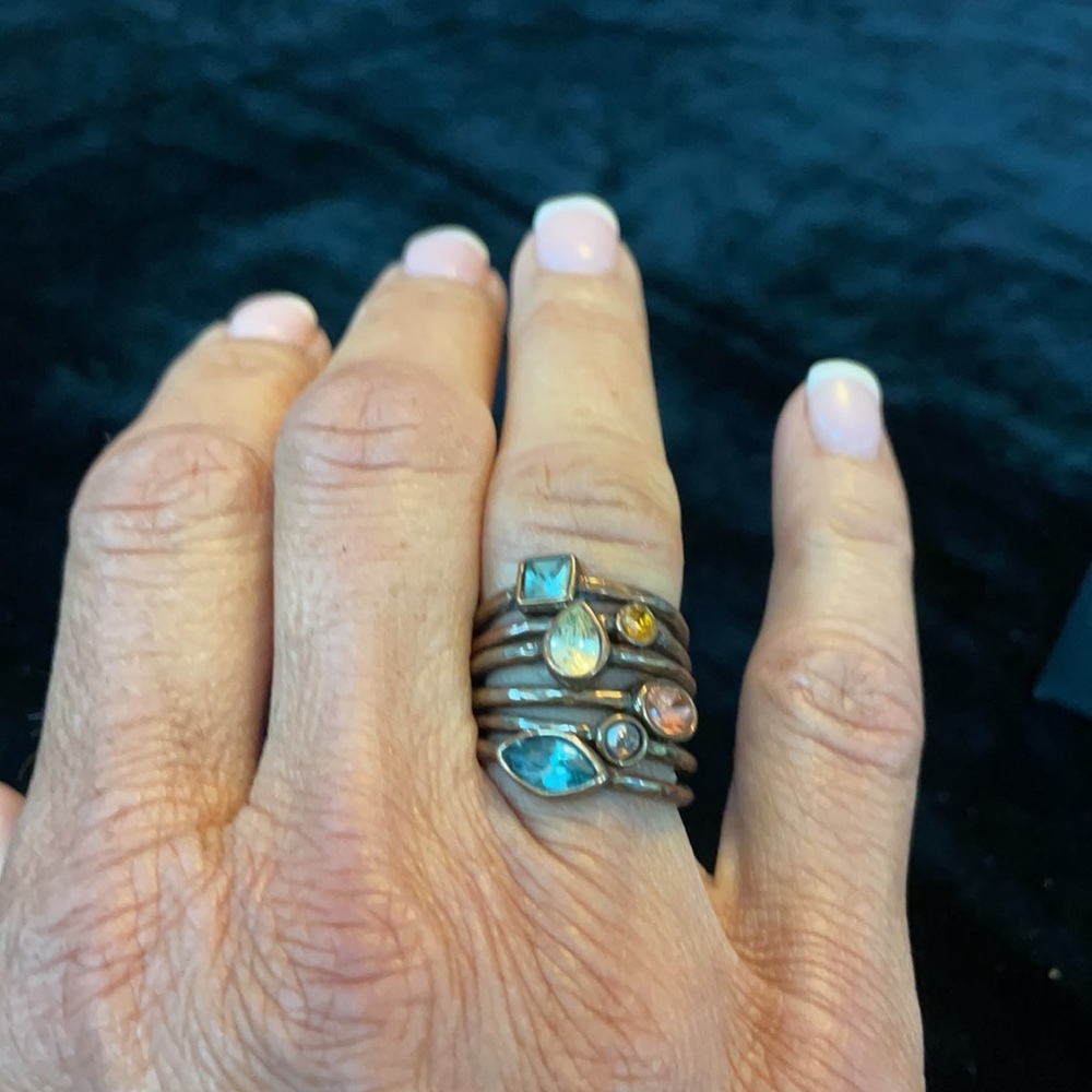 Copper Stackable Multi Stone Ring Size 7 - Picture 2 of 2
